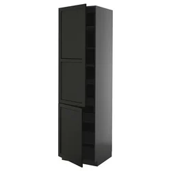 METOD Visoki element s policama/2 vrata, Crnosiva/Lerhyttan crno bajcovano, 60x60x220 cm