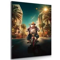 Slika prašič na mopedu na ulicah Las Vegasa - 30x40