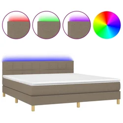 Vidaxl Box spring postelja z vzmetnico LED taupe 180x200 cm blago