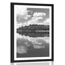 Plakat s paspartujem narava v poletju v črnobeli varianti - 20x30 silver