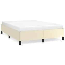 Vidaxl Posteljni okvir krem 140x190 cm umetno usnje