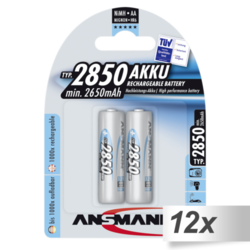 12x2 Ansmann NiMH Akku 2850 Mignon AA 2650 mAh