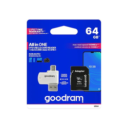 GoodRam All In One TransFlash 64GB microSDHC Evo pomnilniška kartica, Class 10, UHS-1 + SD adapter + USB čitalnik kartic