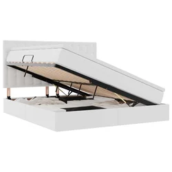 Krevet s od storage Čista bijela 180 x 200 cm Lažna koža