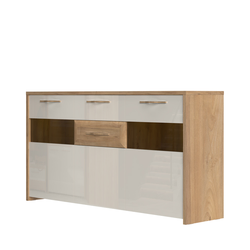 JELA KOMODA K172-3KS2F/GL - kolekcija Gala - Pacifik orah/Bež Lak - 172x85x41 cm