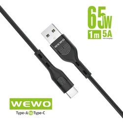 WEWO CA-46 USB DATA KABL FAST 65W/5A TIP C CRNI 1M