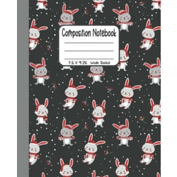 Composition Notebook: 7.5x9.25 Wide Ruled - Christmas Bunny with Gifts