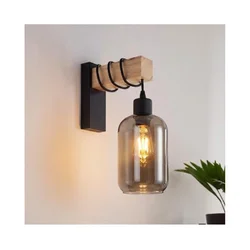Brilagi - Zidno svetlo WOOD GLASS 1xE27/60W/230V borovina/crna/dimljeno siva