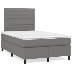 vidaXL Box spring postelja z vzmetnico temno siva 120x190 cm blago