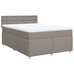 Vidaxl Box spring postelja z vzmetnico taupe 160x200 cm blago