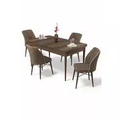 HANAH HOME Rasklopivi trpezarijski sto i stolice (5 delova) Uzi Baroque Brown