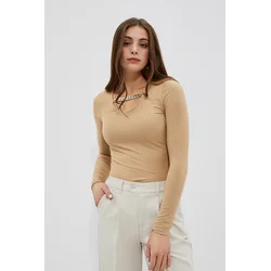 Ribbed knit blouse with chain