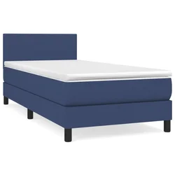 Vidaxl Box spring postelja z vzmetnico moder 90x190 cm blago