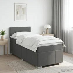 vidaXL Postelja boxspring z vzmetnico Temno siva 90 x 190 cm Blago