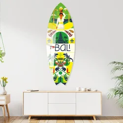 WallXpert dekorativna daska za surf od pleksiglasa Mvsf09L, šarena ilustracija sa simbolima Balija, 50 x 100 cm