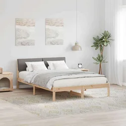 Okvir kreveta Smeđa i taupe 135 x 190 cm Masivna borovina