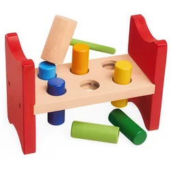 Drevená zatĺkačka Knocking Bench Eichhorn s kladivom a 6 farebnými valcami od 12 mes EH3463