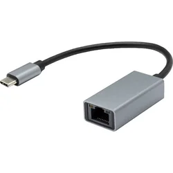 Sivý Type-C na Ethernet(F)20cm 1000Mbps adaptér kov