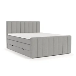 Svetlo siva boxspring postelja s prostorom za shranjevanje 140x200 cm Ruby – Maison de Reve