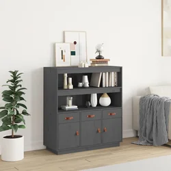Visoka komoda siva 100 x 40 x 108,5 cm od masivne borovine