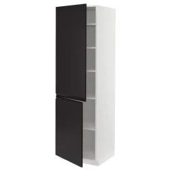 METOD Visoki element s policama/2 vrata, bela/Upplöv boja antracita, mat, 60x60x200 cm