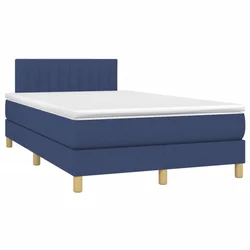 Vidaxl Box spring postelja z vzmetnico modra 120x190 cm blago