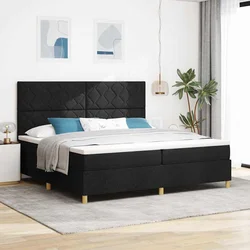 LED Box Spring Krevet s uzglavljem Crna 200 x 200 cm tkanina
