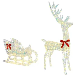 Reindeer vuče saonice Topla bijela 70 x 26 x 129 cm PET