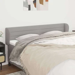 Vidaxl Vzglavje z ušesi svetlo siv 183x23x78/88 cm blago
