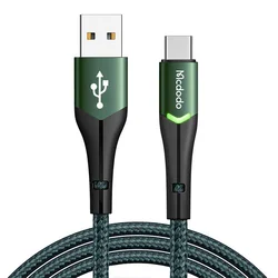 MCDODO CA-7961 Kabl USB-A na TIP-C, DUŽINA 1m, LED SVETLO, ZELENA BOJA