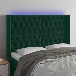 LED uzglavlje tamnozeleno 147x16x118/128 cm baršunasto