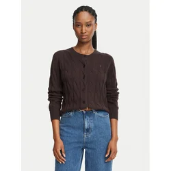 Tommy Hilfiger Pletena jopica WW0WW52191 Temno rjava Regular Fit