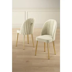 Hanah Home set trpezarijskih stolica Mara 8 kom, krem tkanina Babyface, zlatne metalne noge