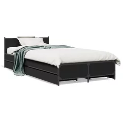 Okvir kreveta s ladicama crni 90 x 200 cm konstruirano drvo