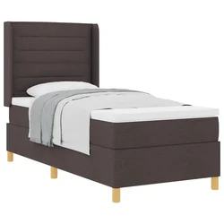 Vidaxl Postelja z vzmetnico z vzmetnico Temno rjava 90 x 190 cm blago