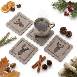KOMPLET 4 SKODELIC IZ FILCA ZA PREMAZ STEKLA, BEŽ 10 × 10 CM