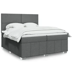 Vidaxl Box spring postelja z vzmetnico temno siva 200x200 cm blago