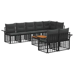 Set vanjskih sofa 9 pcs Crna i tamno siva poliratan