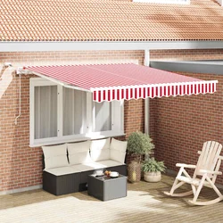 Povlačivi tende Crvena i bijela 350 x 250 cm Poliester