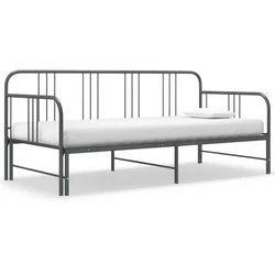 Vidaxl Izvlečni posteljni okvir siv iz kovine 90x200 cm