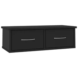 Zidna polica s ladicama crna 60x26x18,5 cm konstruirano drvo