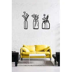 Atelier Del Sofa Set zidnih dekoracija Flower In The Bottle, 1.5 mm, 3 komada, Crna