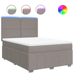 Vidaxl Box spring postelja z vzmetnico taupe 140x190 cm blago