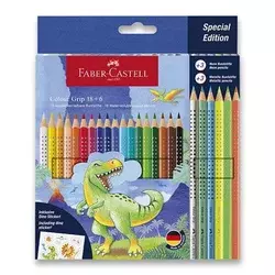 FABER CASTELL Drvene bojice1/18 grip dinosaurus + 6 grip metallic 201546