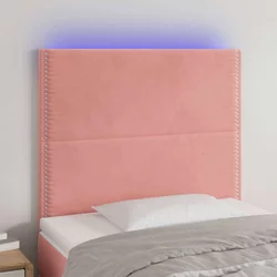 Vidaxl LED posteljno vzglavje roza 90x5x118/128 cm žamet