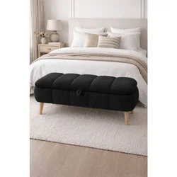 Hanah Home Sara tapacirana klupa s prostorom za odlaganje 90 × 45 × 35 cm, crna