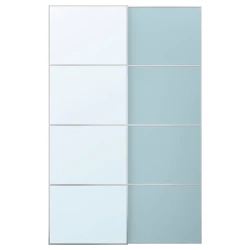 MEHAMN/AULI Par kliznih vrata, aluminijum dvostrano/svetloplava ogledalo, 150x236 cm