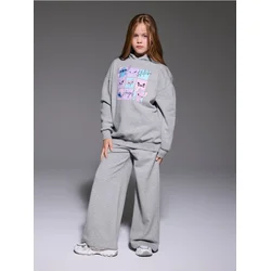 Sinsay - Wide leg pantalone Stitch - svetlo siva