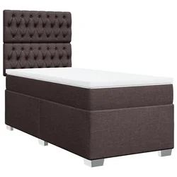 Vidaxl Box spring postelja z vzmetnico temno rjava 90x200 cm blago