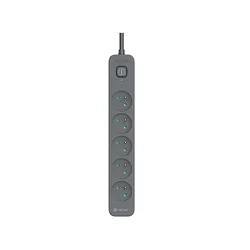 TRACER Produzni kabl 1.8m 5 uticnica sa prenaponskom zastitom i prekidacem grafit TRALIS47023